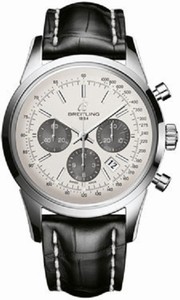 Breitling Automatic Silver Chronograph Dial Black Crocodile Leather Band Watch #AB015212/G724-CROCD (Men Watch)