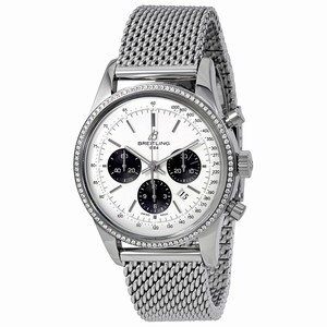 Breitling Silver Automatic Watch # AB015253-G724-154A (Men Watch)