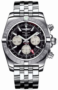 Breitling Automatic COSC Black Chronograph Dial Polished Stainless Steel Band Watch #AB042011/BB56-SS (Men Watch)
