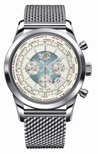 Breitling Automatic Silver Chronograph Dial Polished Stainless Steel Band Watch #AB0510U0/A732-SS (Men Watch)