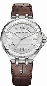 Maurice Lacroix Silver Dial Date Brown Leather Watch # AI1006-SS001-130-1 (Men Watch)
