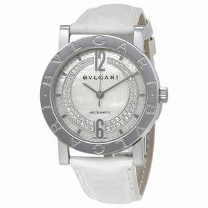 Bvlgari Mother of Pearl Diamond Dial White Leather Watch # BB33WSL/DN (Women Watch)