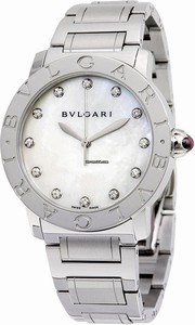 Bvlgari Automatic Mother of Pearl Diamond Dial Stainless Steel Watch # BBL37WSS/12 (Women Watch)