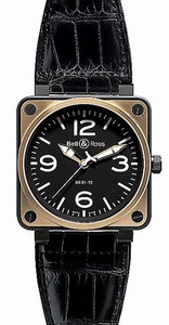 Bell & Ross Automatic Black Dial Alligator/crocodile Leather Black Band Watch #BR01-92-Pink-Gold-Carbon (Men Watch)