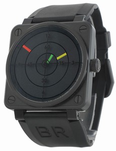 Bell & Ross Automatic Black Dial Rubber Black Band Watch Limited Edition 500 Pieces #BR01-92-Radar (Men Watch)