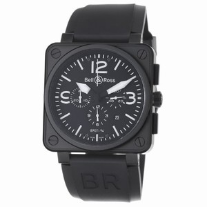 Bell & Ross Automatic Black Dial Rubber Black Band Watch #BR01-94-Carbon (Men Watch)