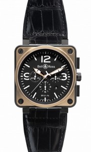 Bell & Ross Automatic Black Dial Alligator/crocodile Leather Black Band Watch #BR01-94-Pink-Gold-Carbon (Men Watch)