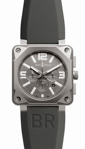 Bell & Ross Automatic Black Dial Rubber Black Band Watch #BR01-94-Pro-Titanium (Men Watch)
