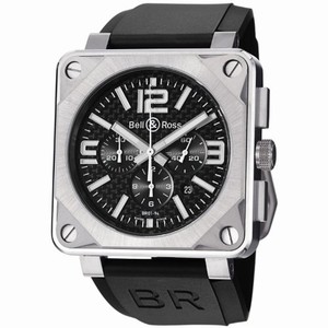 Bell & Ross Automatic Black Dial Rubber Black Band Watch #BR01-94-Pro-Titanium-Carbon-Fiber (Men Watch)