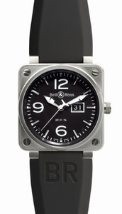 Bell & Ross Automatic Black Dial Rubber Black Band Watch #BR01-96-Grande-Date (Men Watch)