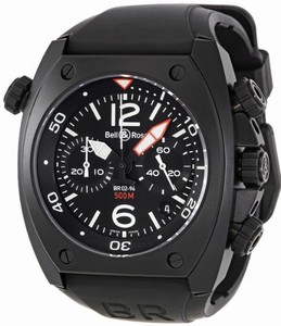 Bell & Ross Automatic Black Dial Rubber Black Band Watch #BR02-94-Carbon (Men Watch)