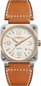 Bell & Ross Aviation Automatic Date 18K Rose Gold Bezel Brown Leather Watch# BR0392-ST-PG-SCA (Men Watch)