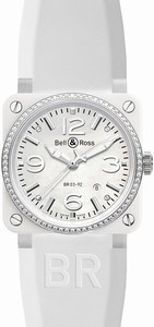 Bell & Ross Swiss automatic Dial color white-mother-of-pearl Watch # BR0392-WH-C-D/SRB (Men Watch)
