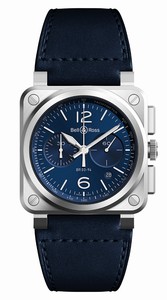 Bell & Ross Automatic Chronograph Date Blue Leather Watch #BR0394-BLU-ST/SCA (Men Watch)
