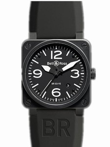 Bell & Ross Automatic Stainless Steel Watch # BR03-92-BL-CA (Men Watch) BR0392-Carbon