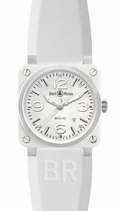 Bell & Ross Automatic Mother Of Pearl Dial Rubber White Band Watch #BR03-92-White-Ceramic-Rubber (Unisex Watch)