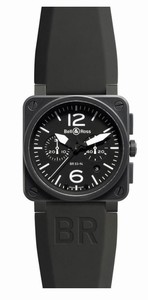 Bell & Ross Automatic Black Dial Rubber Black Band Watch #BR03-94-Carbon (Men Watch)