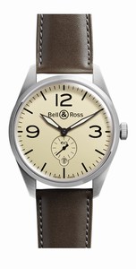 Bell & Ross Vintage Automatic Beige Dial Small Second Hand Date Brown Leather Watch# BR-123-Original-Beige (Men Watch)