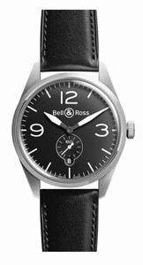 Bell & Ross Vintage Automatic Black Dial Small Second Hand Date Black Leather Watch# BR-123-Original-Black (Men Watch)