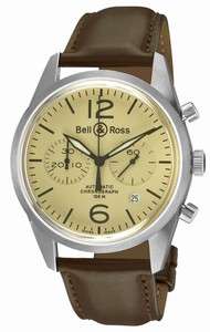Bell & Ross Automatic Ivory Dial Brown Calfskin Leather Band Watch #BR-126-Original-Beige (Men Watch)