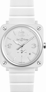 Bell & Ross Swiss quartz Dial color White Watch # BRS-WH-CERAMIC/SCE (Men Watch)