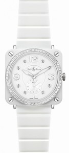Bell & Ross BRS Quartz Diamonds Phantom White Ceramic Bracelet # BRS-WHC-PH-LGD_SCE BRS-Diamonds-White Phantom-Ceramic Bracelet (Women Watch)
