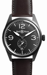 Bell & Ross BRV-123 Automatic Small Second Hand Carbon Case Watch # BRV-123-BL-CA_SCA BRV123-Carbon-Leather (Men Watch)