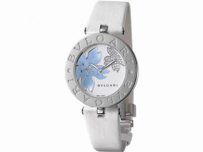 Bvlgari Quartz Diamond Pave and Floral Design White Leather Watch# BZ30FDSL (Women Watch)