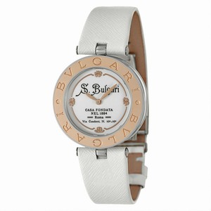 Bvlgari B-Zero 1 Quartz Analog 18k Rose Gold Bezel White Leather Watch# BZ30WSGL-125 (Women Watch)