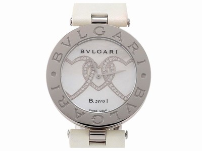 Bvlgari Quartz Dial color Mother of Pearl Diamond-Set Heart Motif Watch # BZ35WHDSL (Women Watch)