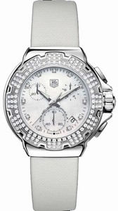 TAG Heuer Formula 1 Quartz Diamond Accented Chronograph Diamond Bezel White Satin Watch # CAC1310.FC6219 (Women Watch)
