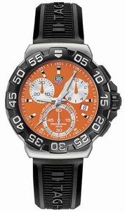 TAG Heuer Formula 1 Quartz Orange Dial Chronograph Black Rubber Watch # CAH1113.BT0714 (Men Watch)