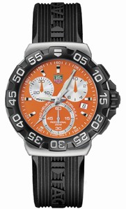 TAG Heuer Formula One Quartz Orange Dial Stainless Steel Case With Black Rubber Strap Watch #CAH1113.FT6024 (Men watch)