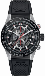 TAG Heuer Carrera Automatic Chronograph Date Black Rubber Watch# CAR201V.FT6046 (Men Watch)