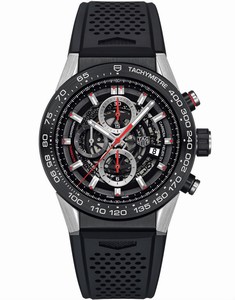 TAG Heuer Carrera Automatic Calibre Heuer 01 Chronograph Date Black Rubber Watch# CAR2A1Z.FT6044 (Men Watch)