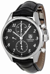 TAG Heuer Carrera Automatic Chronograph Date Black Leather Watch #CAS2110.FC6266 (Men Watch)