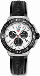TAG Heuer Formula One Chronograph White Dial Stainless Steel Case With Black Rubber Strap Watch #CAU1111.FT6024 (Men Watch)