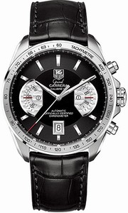 TAG Heuer Grand Carrera Calibre 17 RS Automatic Chronograph Black Leather Watch #CAV511A.FC6225 (Men Watch)