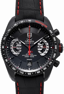TAG Heuer Grand Carrera Calibre 17RS2 Automatic Chronometer Chronograph Black Leather Watch #CAV518B.FC6237 (Men Watch)