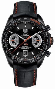 TAG Heuer Grand Carrera Automatic Chronometer Caliber 17 RS2 Chronograph Black Leather Watch # CAV518K.FC6268 (Men Watch)