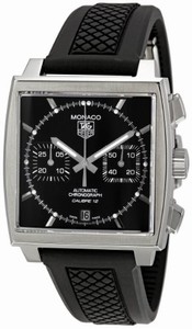 TAG Heuer Monaco Automatic Chronograph Date Black Rubber Watch #CAW2110.FT6021 (Watch)
