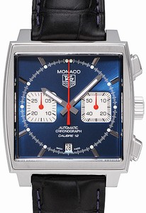 TAG Heuer Monaco Calibre 12 Automatic Chronograph Date Black Leather Watch #CAW2111.FC6183 (Men Watch)