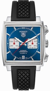 TAG Heuer Automatic Calibre 12 Brushed And Polished Stainless Steel Blue Chronograph Dial Black Rubber Band Watch #CAW2111.FT6021 (Men Watch)