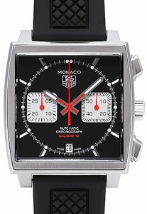 TAG Heuer Monaco Calibre 12 Automatic Chronograph Date Black Rubber Watch #CAW2114.FT6021 (Men Watch)