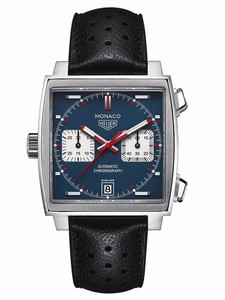 TAG Heuer Monaco Automatic Calibre 11 Chronograph Date Black Leather Watch# CAW211P.FC6356 (Men Watch)