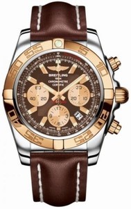 Breitling Automatic Metallica Brown With Gold Sub-dials And Date At 4 Dial Brown Calfskin Leather Band Watch #CB011012/Q576-LST (Men Watch)