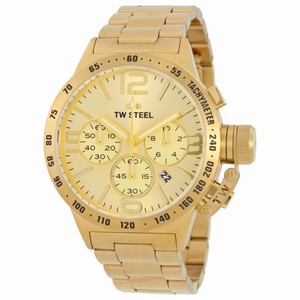 TW Steel Quartz Chronograph Date Gold Tone Stainless Steel Watch #CB103 (Men Watch)