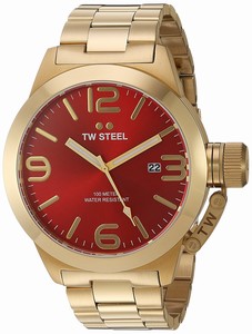TW Steel Red Dial Stainless Steel Band Watch #CB112 (Men Watch)
