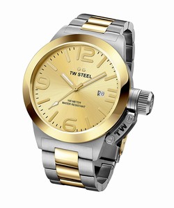 TW Steel Gold Dial Stainless Steel Band Watch #CB52 (Men Watch)