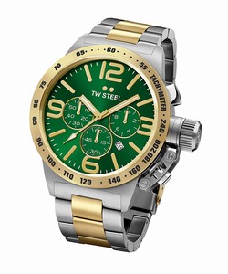 TW Steel Green Dial Stainless Steel Gold Plated Watch #CB64 (Men Watch)